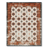 Distressed Orange Star Area Rug