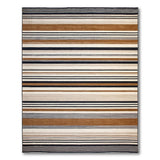 Bold Navy Tan Striped Area Rug