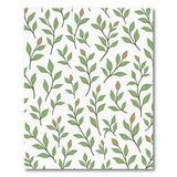 Botanical Green Leaves and Buds Area Rug