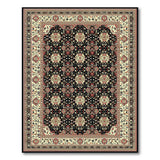 Black Persian Area Rug with Red Floral Medallions