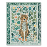 Teal Leopard Floral Area Rug