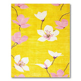 Sunny Yellow Floral Area Rug with Pink Blossoms