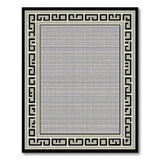 Modern Greek Key Black Border Area Rug