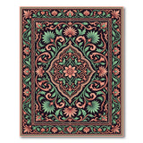 Coral Floral Medallion Persian Area Rug