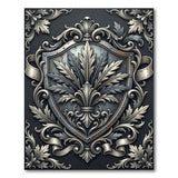 Ornate Fleur-de-Lis Heraldic Shield Rug