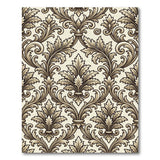 Cream Gold Ornate Damask Floral Area Rug