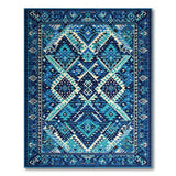 Blue Teal Heritage Tribal Geometric Rug