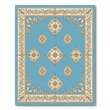 Elegant Blue Persian Area Rug with Gold Ornate Motifs