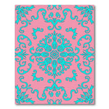 Teal Floral Persian on Vibrant Pink Area Rug