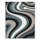 Abstract Area Wave Teal Wave Abstract Area Rug