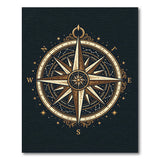 Gold and Silver Vintage Nautical Compass Rose Area Rug