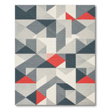 Modern Geometric Navy Grey Red Area Rug
