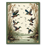 Flying Mallard Ducks Marsh Area Rug