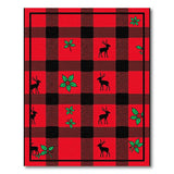 Red Buffalo Plaid Reindeer Holly Area Rug