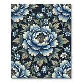 Blue Peony Floral Vintage Area Rug