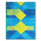 Vibrant Blue Teal Geometric Area Rug with Yellow Accents