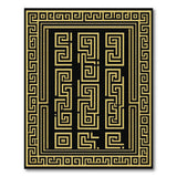 Black Area Rug with Golden Greek Key Design