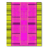 Vibrant Pink Yellow Geometric Grid Area Rug
