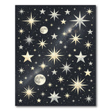 Starry Night Celestial Area Rug with Gold Silver Stars