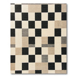 Black Beige Geometric Check Area Rug