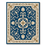 Blue and Teal Navy Blue Gold Floral Persian Area Rug
