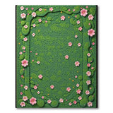Lush Green Moss Pink Blossom Area Rug