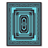 Teal Black Geometric Frame Area Rug