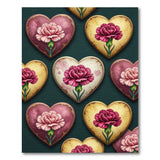 Vintage Carnation Heart Pattern Area Rug
