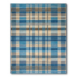 Blue Plaid Geometric Woven Area Rug