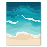 Blue Teal Coastal Wave Beach Area Rug