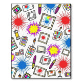 Playful Paint Splatter Art Supplies Rug