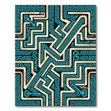 Teal Maze Key Geometric Area Rug