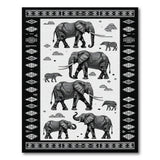 Black White Tribal Elephant Area Rug
