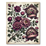 Vintage Purple Roses Peonies Floral Rug