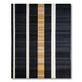 Black White Gold Vertical Stripe Area Rug