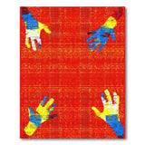 Pixelated Handprint Multi-Color Area Rug