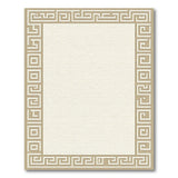 Beige and Neutral Geometric Modern Beige Greek Key Border Area Rug