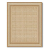 Beige Geometric Grid Border Area Rug