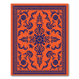 Orange Navy Blue Floral Persian Area Rug