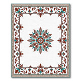 Teal Rust Medallion Traditional Persian Rug