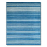 Blue and Teal Blue White Striped Coastal Area Rug