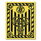 Bold Yellow Black Geometric Emblem Area Rug