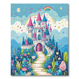 Whimsical Fairy Tale Castle Rainbow Area Rug