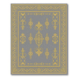 Ornate Gold Filigree Gray Area Rug