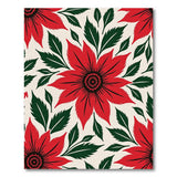 Bold Red Poinsettia Floral Floral Vintage Area Rug