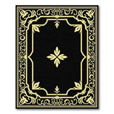 Ornate Gold Fleur-de-Lis Black Area Rug