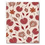Red Hibiscus Flower Leaf Pattern Area Rug