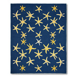 Golden Starfish Scatter Navy Area Rug