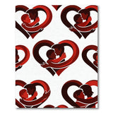 Red Embracing Silhouettes Heart Pattern Area Rug