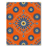 Vibrant Orange Navy Daisy Floral Area Rug